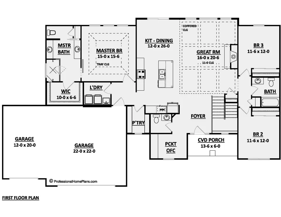 The Brookwood main level floor plan